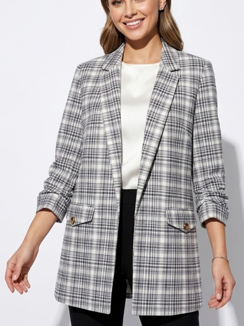 Alice Blue Gray Plaid Dark Academia Blazer XL
